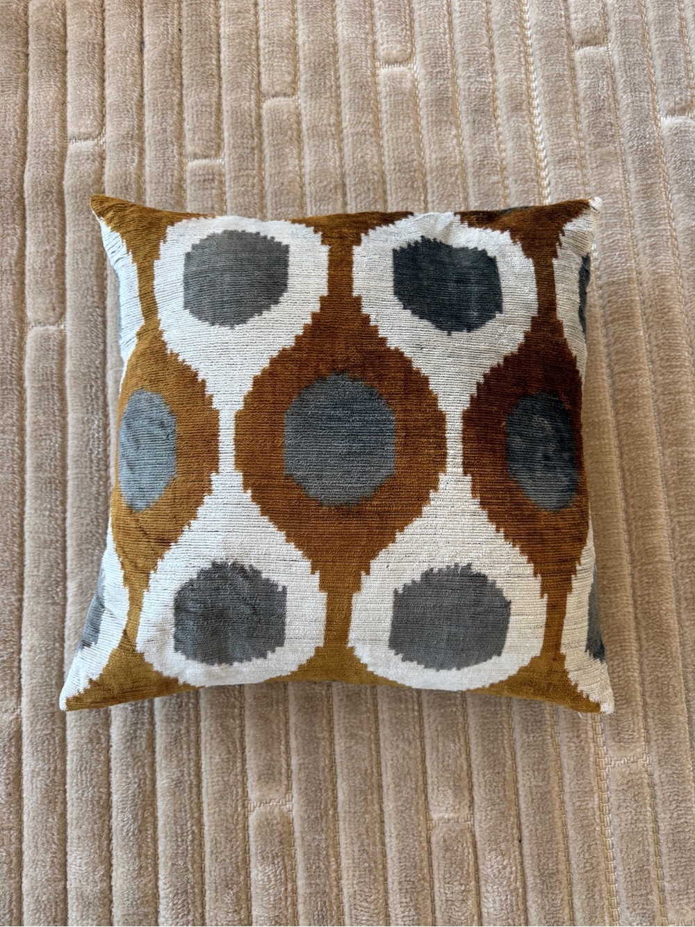 CB2 18x18 Geometric Dot Accent Pillow in Brown, Gray & White